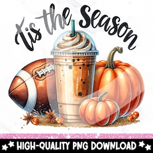 Fall Coffee Football PNG: Halloween Sublimation Design (Digital Download)