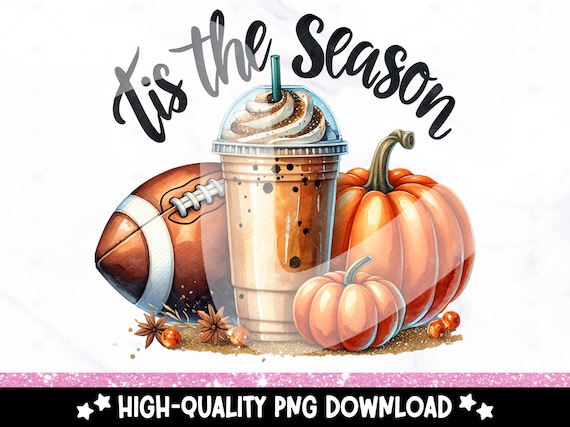 Tis The Season Fall PNG, Coffee and Fooball Clipart, Halloween Shirt Sublimation Design, Autumn Pumpkin PNG, Football DTF Transfer, Trendy