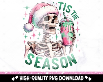 Christmas Santa Skeleton PNG: Funny Holiday Clipart (Digital Download)
