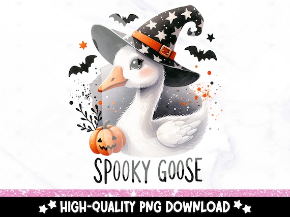 Spooky Goose PNG, Funny Halloween Goose Clipart, Witch Goose Sublimation PNG, Silly Goose Uv DTF Transfer File, Cute Fall Tshirt Design, Mug