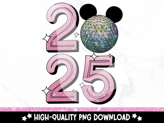 Retro 2025 Vacation PNG, Mouse Ears New Years Eve Clipart, Orlando Florida Vacation, Matching Shirt Sublimation Design, Theme Park DTF File