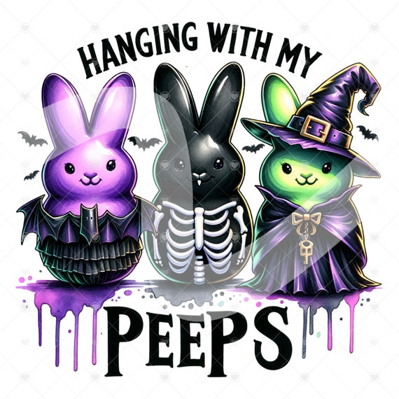 Cute Spooky Easter Bunny Clipart, Easter Peeps Shirt Sublimation Design, Halloween Digital Download, PNG Instant Tshirt Design, Glass Jar