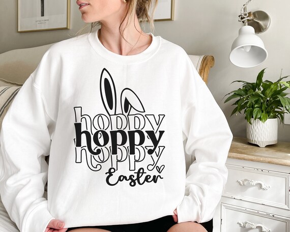 Hoppy Easter SVG PNG, Easter Bunny Svg Cut File, Easter Sublimation, Easter Shirt Svg, Bunny Ears Svg, Happy Easter Png, Spring Quote Svg
