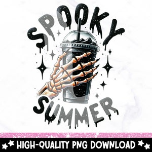Spooky Summer Skeleton Coffee PNG: Pastel Goth Clipart (Digital Download)