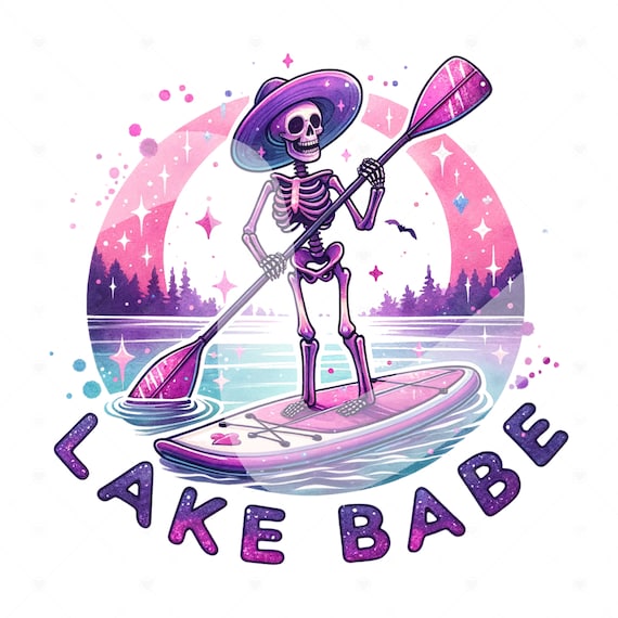Lake Babe PNG, Funny Summer Skeleton Clipart, Lake Bum, Snarky Skeleton Sublimation Design, Summer Vacation DTF File, Trendy Shirt Design