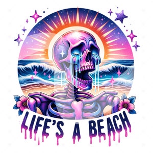 Sad Summer Skeleton PNG: Beach Vacation Clipart (Digital Download)
