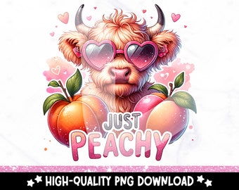 Peachy Highland Cow PNG: clipart zomervaarzen (digitale download)