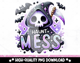Funny Halloween Grim Reaper Clipart: Haunt Mess PNG (Digital Download)