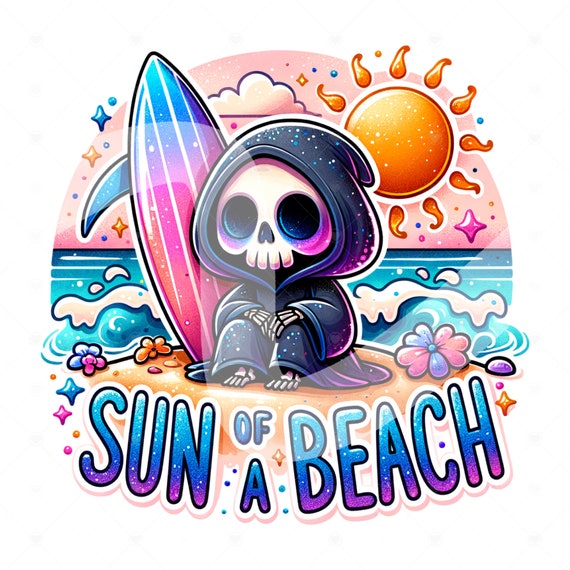 Funny Summer Skeleton Clipart, Sun of a Beach PNG, Snarky Skeleton Sublimation, Summer Vacation DTF File, Trendy Shirt Design, Printable