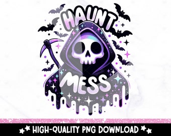 Funny Halloween Grim Reaper PNG: Spooky Clipart Design (Digital Download)