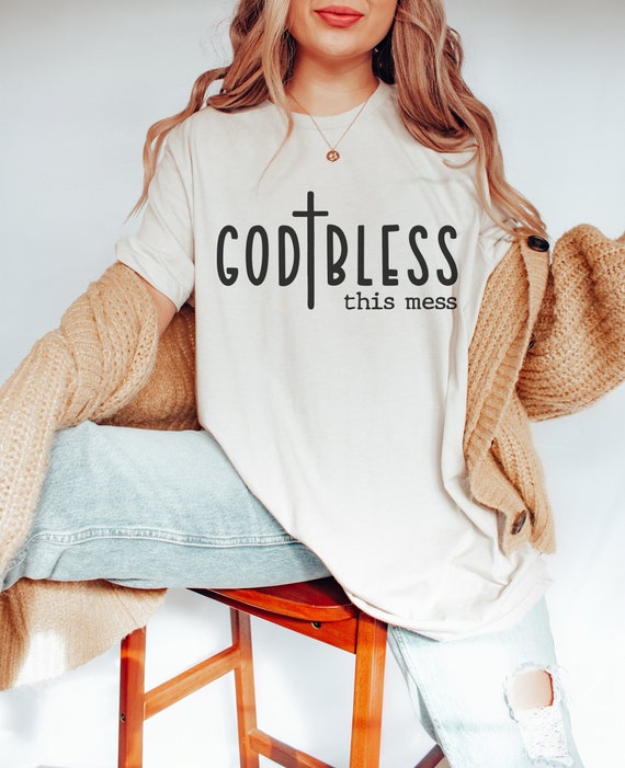 God Bless This Mess SVG PNG PDF, Religious Vector Cut File, Easter Shirt Design Svg, Faith Mug Svg, Jesus God Decal Svg, Christian Png