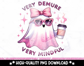 Very Demure Ghost PNG, Very Mindful Very Cutesy Clipart, Trendy Funny Design for Graphic Tees, Sublimation Design, Viral Tiktok Trend Tshirt