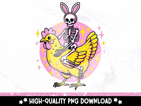 Funny Easter Clipart, Spring Skeleton PNG, Easter Bunny Skeleton Sublimation Design, Easter Chick DTF Transfer File, Trendy Unhinged PNG