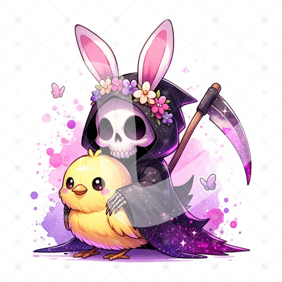 Spooky Easter Clipart, Grim Reaper Easter Bunny PNG, Grim Reaper Sublimation Design, Funny Easter Tshirt Design, Sticker, Tumbler, Jar PNG