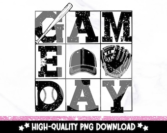 Baseball Game Day PNG: Retro Sports Season Clipart (Digital Download)