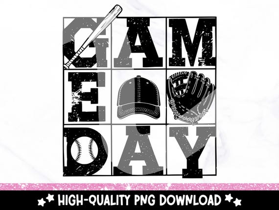 Baseball Game Day PNG: Retro Sports Season Clipart (Digital Download)