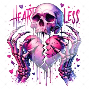 Anti-Valentine's Day Clipart: Heartless Skull PNG (Digital Download)