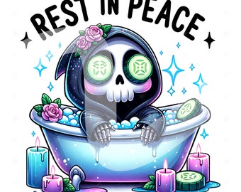 皮肉な骸骨の安らかな眠り PNG: 面白い死神のクリップアート (デジタルダウンロード)