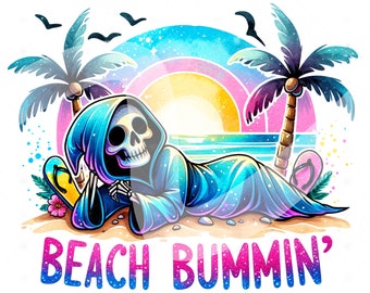 Funny Beach Grim Reaper PNG: Snarky Summer Clipart (Digital Download)