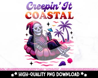 Coastal Skeleton PNG: Funny Summer Beach Clipart (Digital Download)