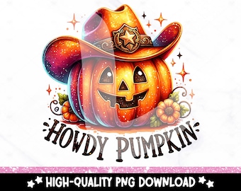 Hej pumpa PNG: Western Halloween-design (digital nedladdning)