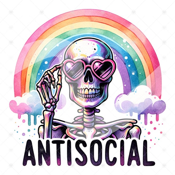 Antisocial Snarky Skeleton Clipart, Skeleton Shirt Sublimation Design, Anti-Social PNG Instant DIGITAL ONLY, Glass Jar Png, Tshirt Design