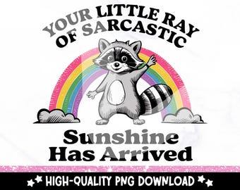 Sarcastic Raccoon Meme PNG: Retro Sunshine Design (Digital Download)