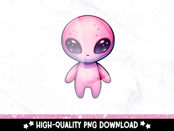 Cute Pink Alien PNG, Simple Alien Clipart, Trendy Funny Design for Graphic Tees, Sublimation Design, DTF Transfer File, Tumbler, Sticker