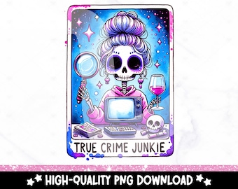 True Crime Junkie タロットカード：スケルトン昇華デザイン（PNG デジタルダウンロード）