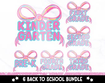 Preppy Back to School-png-bundel: coquette roze strikshirtontwerp (digitale download)
