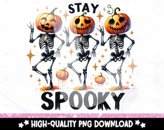 Stay Spooky Skeletons PNG: Halloween Clipart (Digital Download)