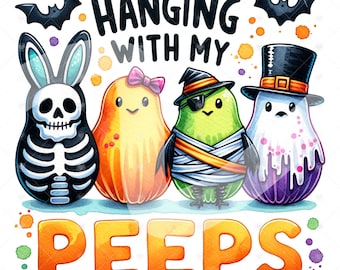 Spooky Easter Bunny Peeps Clipart, Halloween Sublimation Design (Digital Download)