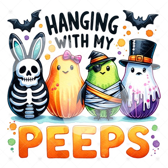 Cute Spooky Easter Bunny Clipart, Easter Peeps Shirt Sublimation Design, Halloween Digital Download, PNG Instant Tshirt Design, Glass Jar