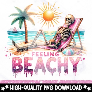 Funny Summer Skeleton Beach Vibes PNG: Snarky Clipart (Digital Download)