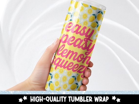 Preppy Lemons Tumbler Wrap, Easy Peasy Summer Coquette 20oz Skinny Straight Tumbler Wrap Sublimation Design, Cute Lemon Tumbler PNG Download