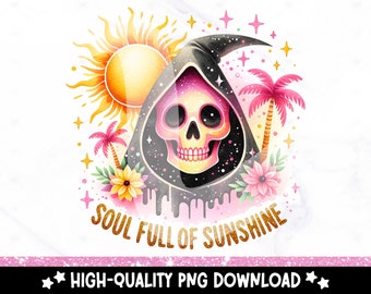 Summer Grim Reaper PNG: Snarky Skeleton Sublimation (Digital Download)