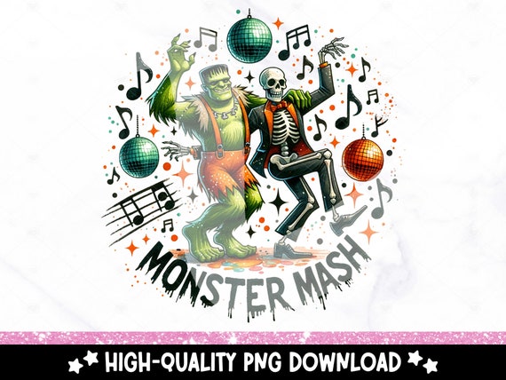 Monster Mash PNG, Spooky Halloween Clipart, Funny Fall Tshirt Sublimation Design, DTF Shirt Design Download, Tumbler Wrap, Sticker, Mug