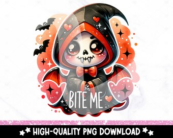 噛んでくれ吸血鬼 PNG、不気味なハロウィーン クリップアート、死神昇華デザイン、DTF ハロウィーン シャツ デザイン ダウンロード、タンブラー ラップ、ステッカー
