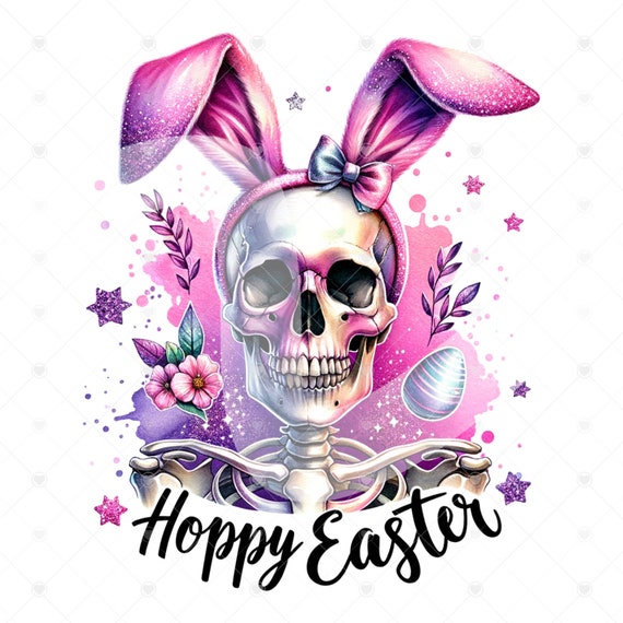 Hoppy Easter Clipart, Snarky Skeleton PNG, Skeleton Clipart, Spooky Sublimation Design, Goth Digital Download, Printable, Sticker, Tshirt