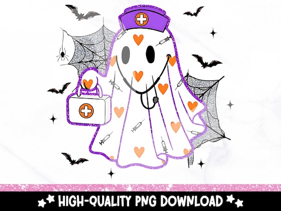 Halloween Ghost Nurse PNG: Spooky Coquette Nursing Clipart (Digital Download)
