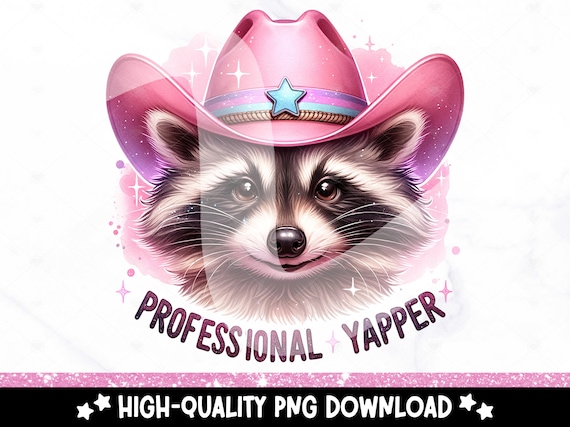 Professional Yapper PNG, Funny Raccoon Clipart, Trendy Quote Tshirt Sublimation Design, Cute But Feral Girl DTF Transfer File, Mug Wrap