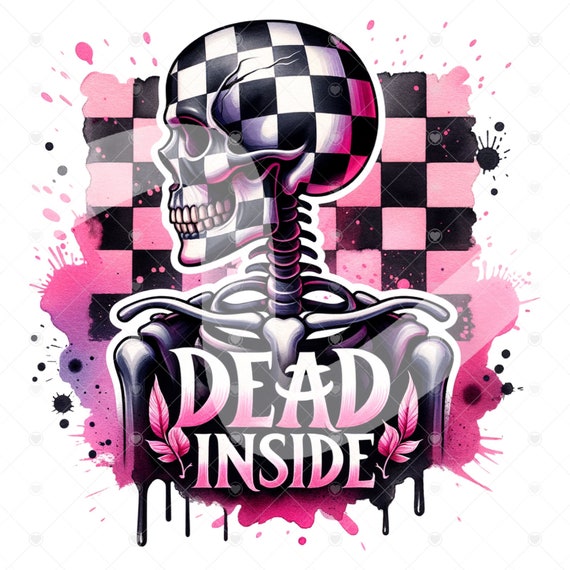 Anti-Valentine's Clipart, Shirt Sublimation Design, Digital Download, PNG Instant DIGITAL ONLY, Tshirt Design, Checkered Print, Dead Inside