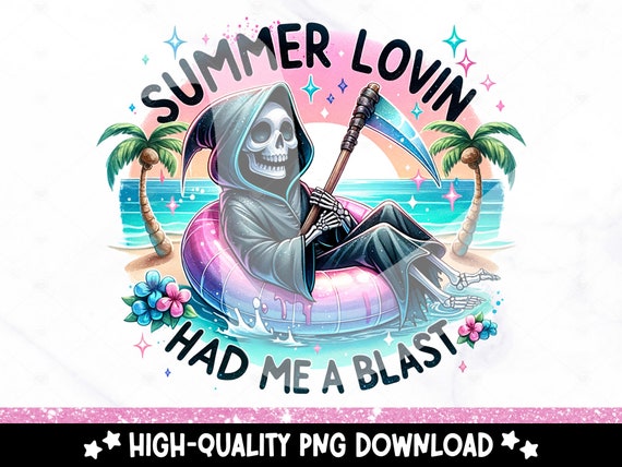 Summer Lovin PNG, Hot Girl Summer Clipart, Funny Summer Skeleton, Snarky Skeleton Sublimation Design, Summer Vacation DTF File, Trendy Shirt