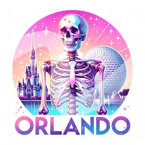 Orlando Florida Vacation PNG, Retro Skeleton Sublimation Design Download, Theme Park Sublimations, Summer Skeleton Clipart, Shirt Design