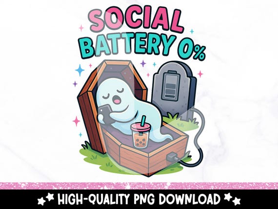 Funny Ghost Introvert PNG Download, Introverted Ghost Clipart, Antisocial Shirt Sublimation Design, Social Battery PNG, Mental Health Svg