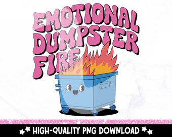 Emotionaler Müllcontainer Feuer PNG - Lustiger Retro Clipart (Digitaler Download)