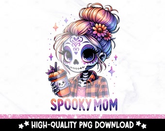 Spooky Mom Skeleton PNG: Halloween Clipart Design (Digital Download)