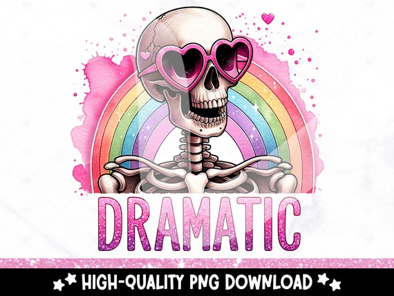 Dramatic Snarky Skeleton Clipart, Skeleton Shirt Sublimation Design, Y2K Drama Queen PNG Instant Download, Glass Jar Png, 90s Tshirt Design