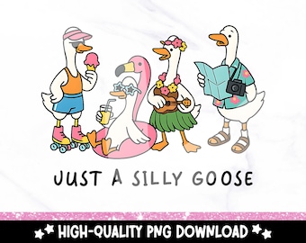 Summer Goose Squad PNG Clipart: Beach Vacation Design (Digital Download)