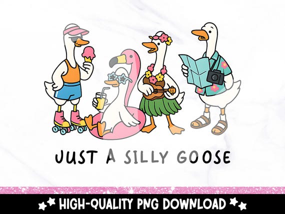 Summer Silly Goose PNG Clipart, Beach Vacation Goose Squad, Funny Digital Download, Sublimation Design, Cute Animal Stickers & Shirts